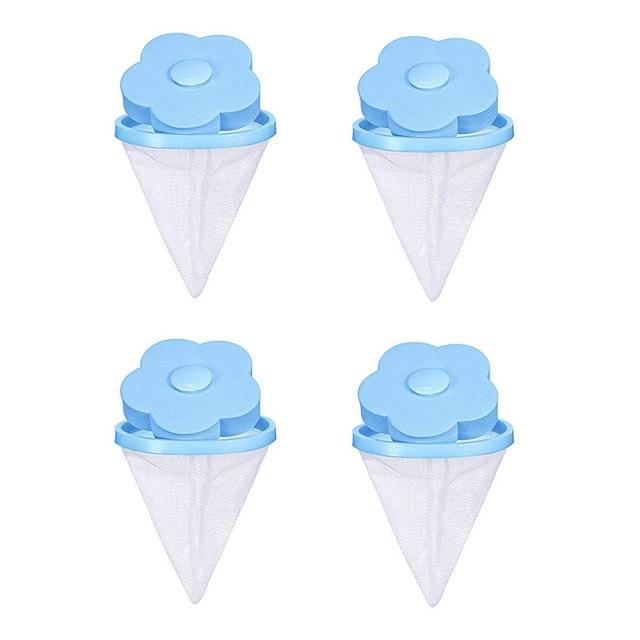 4pcs/set Floating Pet Fur Catcher Lint Filter Bag Reusable Pet Hair Catcher Remover Tool for Washing Machine Household Tools