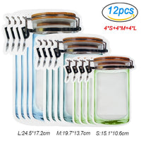 Thumbnail for Upgraded Mason Jar Bags Reusable Plastic Ziplock Bag Snack Nuts Cookies Bag Kitchen Organizer for Seal Fresh Food Storage Bag