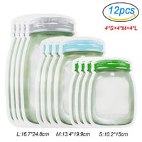 Thumbnail for Upgraded Mason Jar Bags Reusable Plastic Ziplock Bag Snack Nuts Cookies Bag Kitchen Organizer for Seal Fresh Food Storage Bag