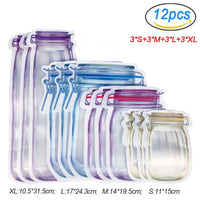 Thumbnail for Upgraded Mason Jar Bags Reusable Plastic Ziplock Bag Snack Nuts Cookies Bag Kitchen Organizer for Seal Fresh Food Storage Bag