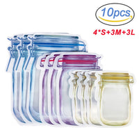 Thumbnail for Upgraded Mason Jar Bags Reusable Plastic Ziplock Bag Snack Nuts Cookies Bag Kitchen Organizer for Seal Fresh Food Storage Bag