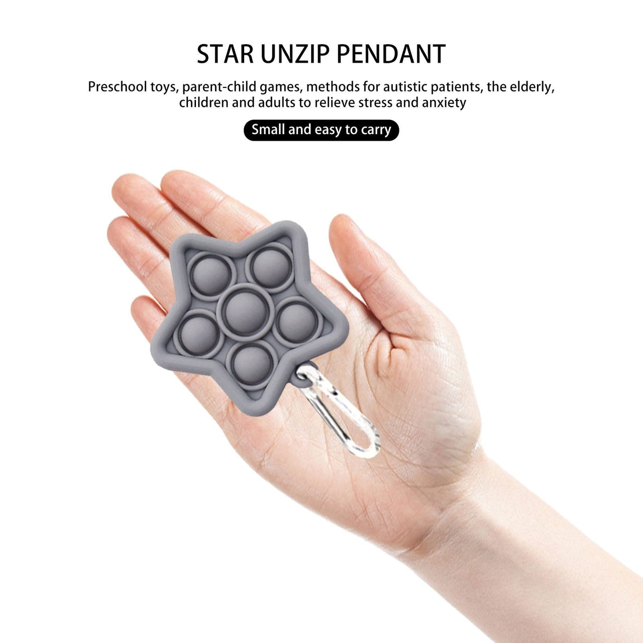 Mini Push Pops Bubble Sensory Toy Keychain (Star)