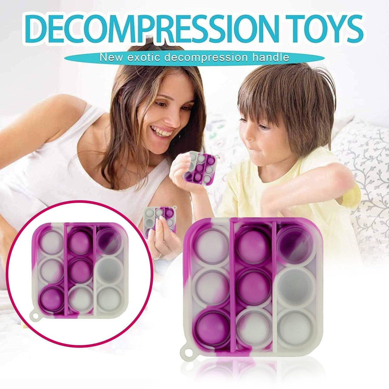 Mini Push Pops Bubble Sensory Toy Keychain (Square)