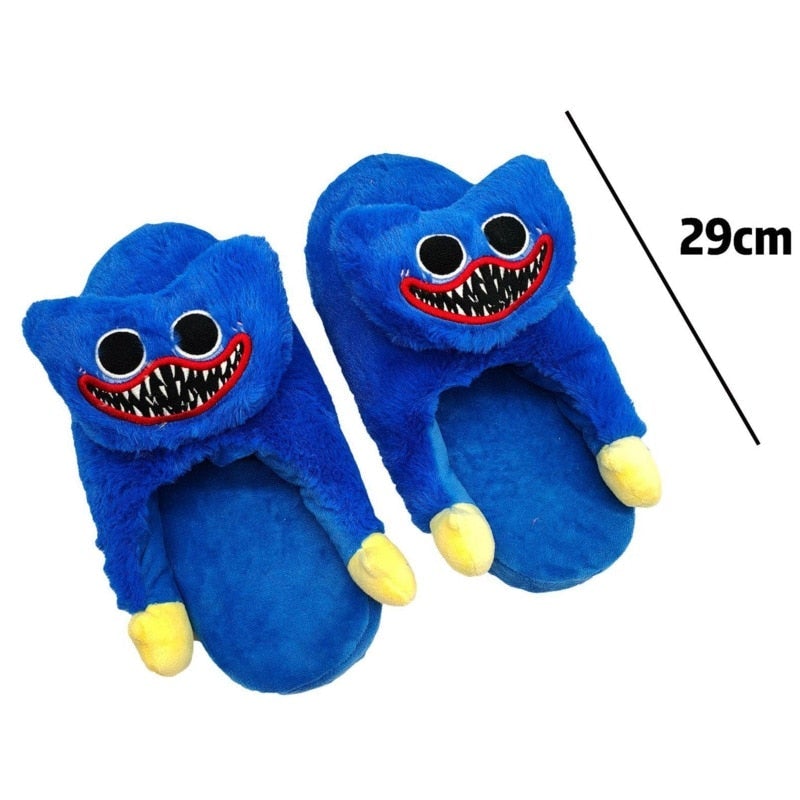 Blue Scary Plush Slippers