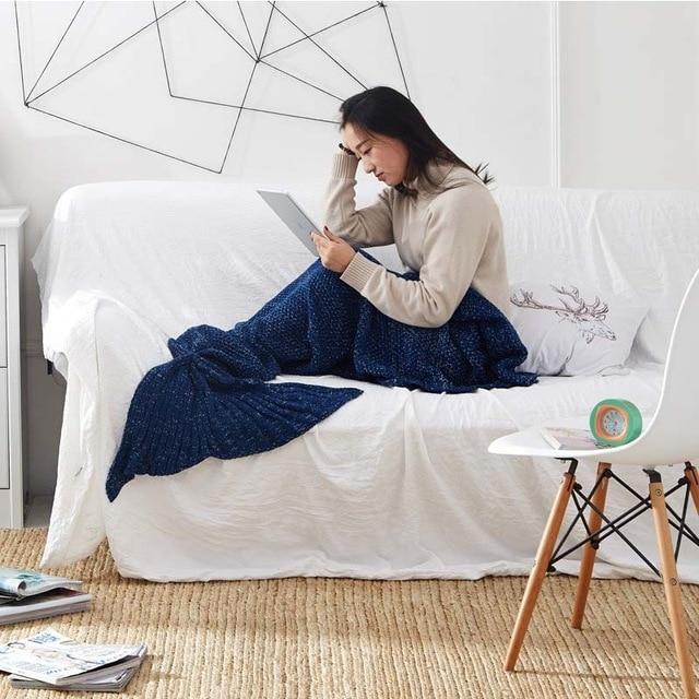 Mermaid Tail Blanket - Knitted Handmade, Warm and Soft