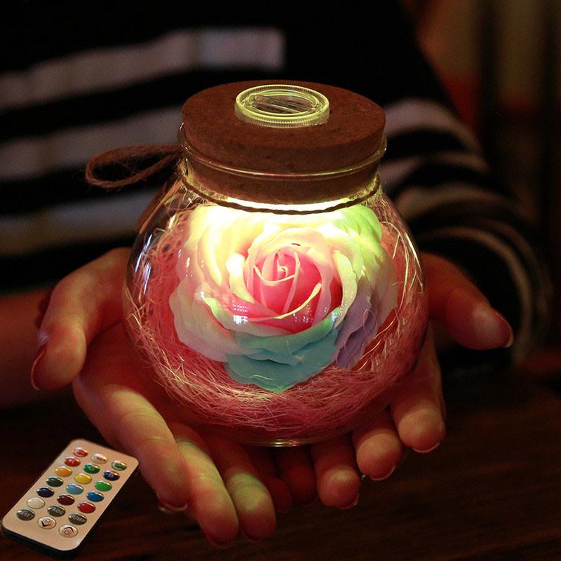 Bloom - LED Rose Bottle Lamp