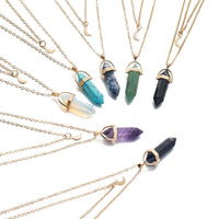 Thumbnail for Multi Layered Moon & Crystal Drop Pendant Necklace