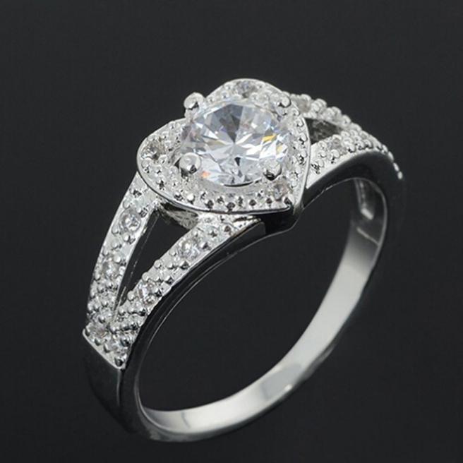 Sterling Silver Crystal Heart Ring