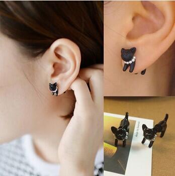 Black Cat - Stud Earrings