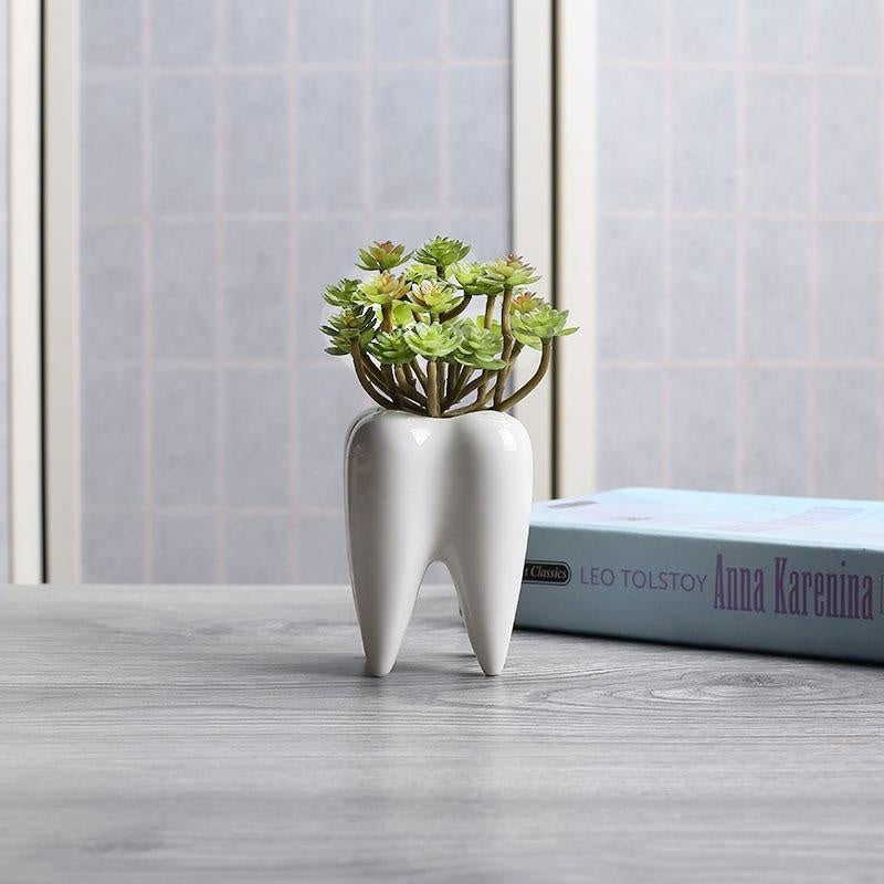 Tooth Ceramic Flower Pot PeekWise