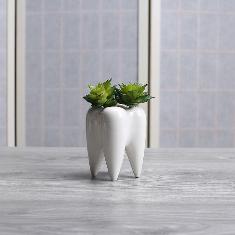 Tooth Ceramic Flower Pot PeekWise