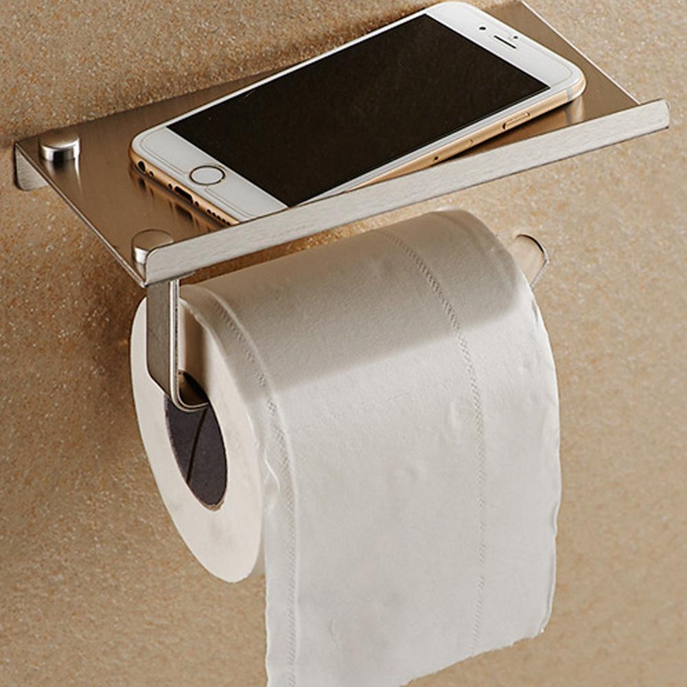 Stainless Steel Toilet Roll Holder Shelf PeekWise