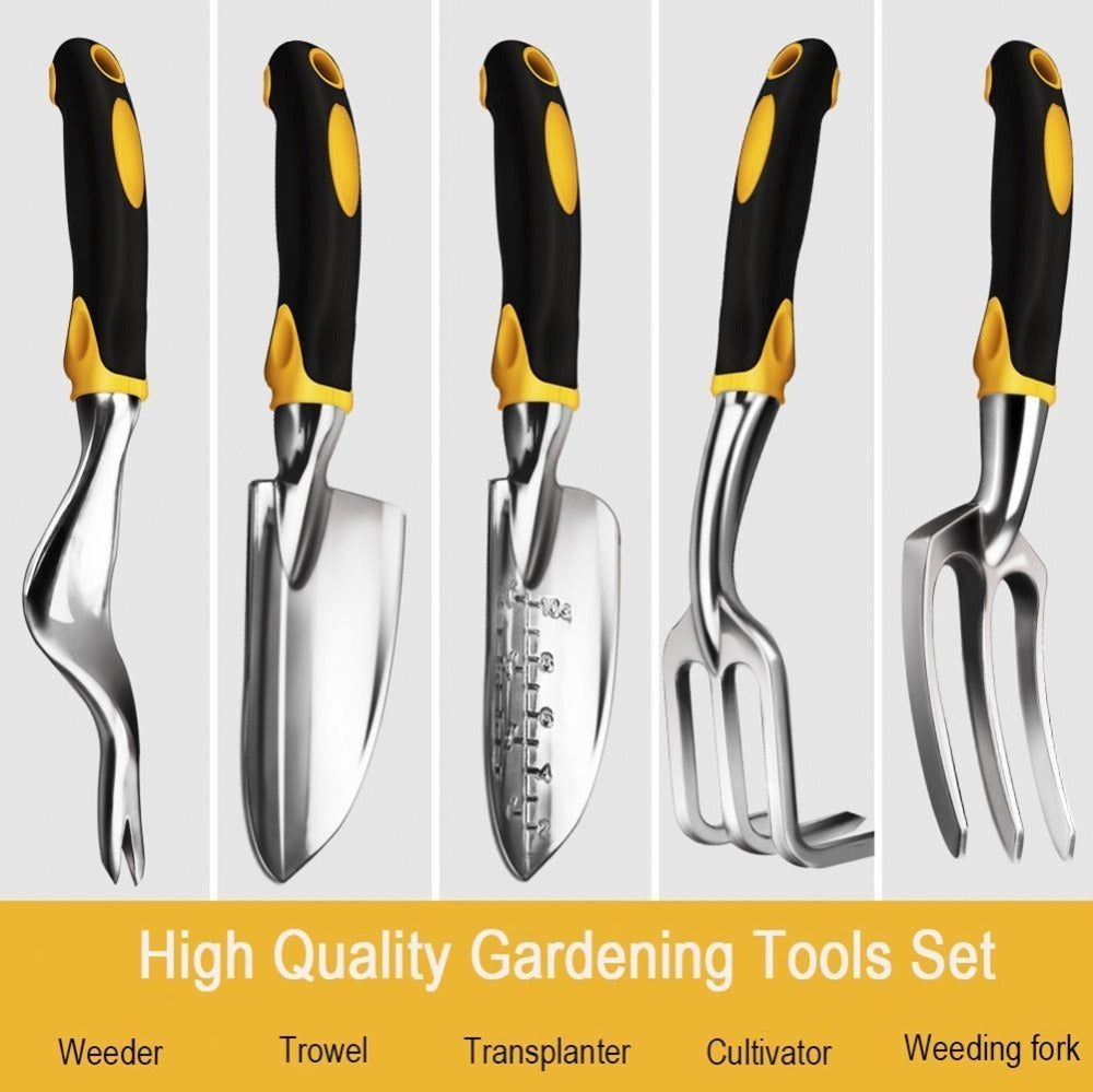 5-Piece High Quality Gardening Tool Set - Aluminum and Silicone Handle