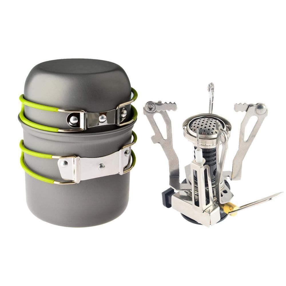 Ultralight Portable Camping Cooking Kit with Piezo Ignition