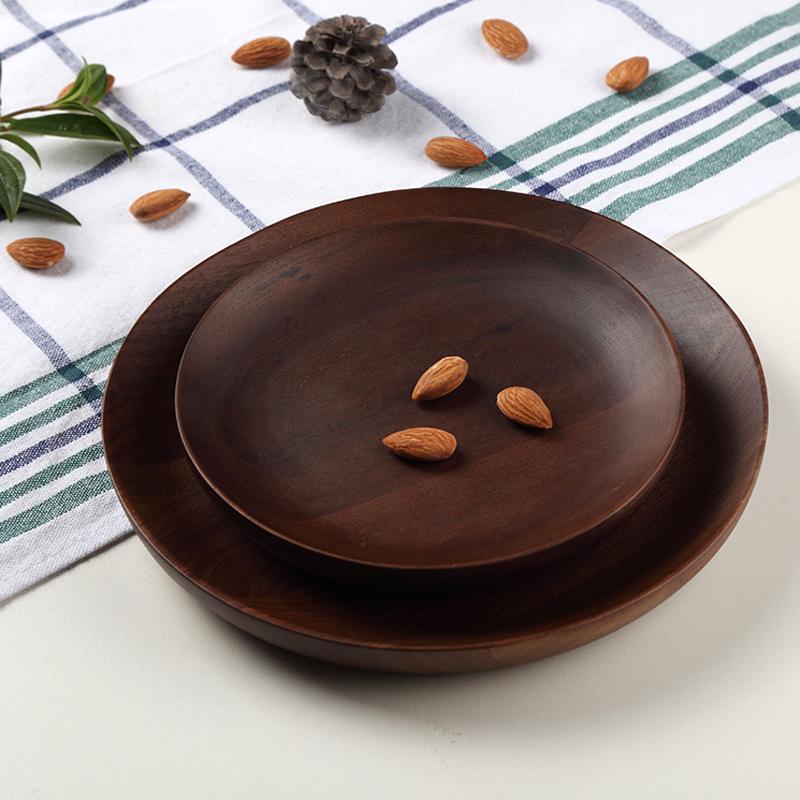 Hand-Made Round Natural Wooden Plates
