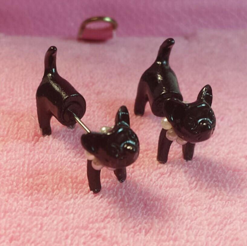 Black Cat - Stud Earrings