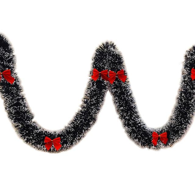 Luxury Tinsel Garland Decorative Red Bows PeekWise