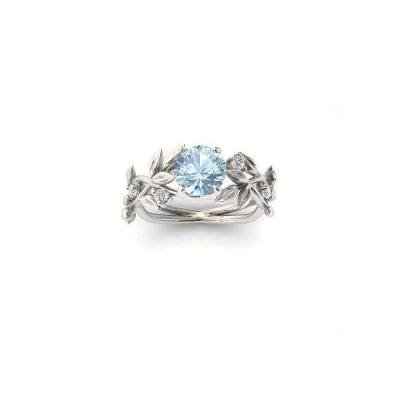 Vine Leaf Crystal Flower Vintage Ring