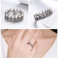 Thumbnail for Sterling Silver Pink Crown Heart Ring