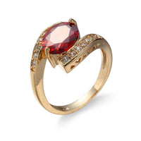 Thumbnail for Red Jewel Center Geometric Shaped Gold Ring