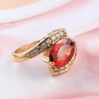 Thumbnail for Red Jewel Center Geometric Shaped Gold Ring