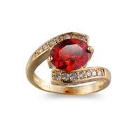Thumbnail for Red Jewel Center Geometric Shaped Gold Ring