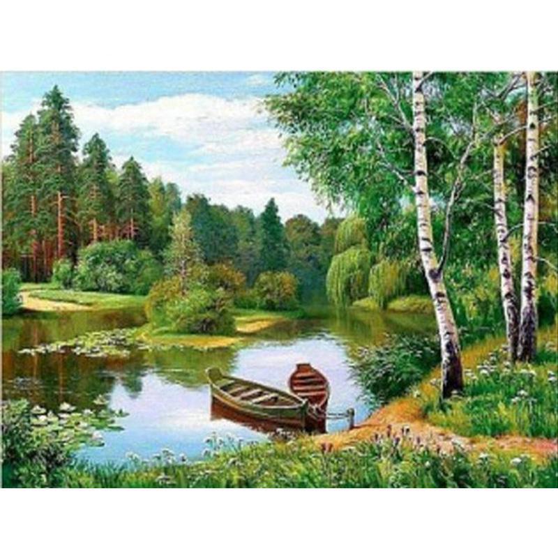 Row Boats on the Lake - GemPaint™ Kit