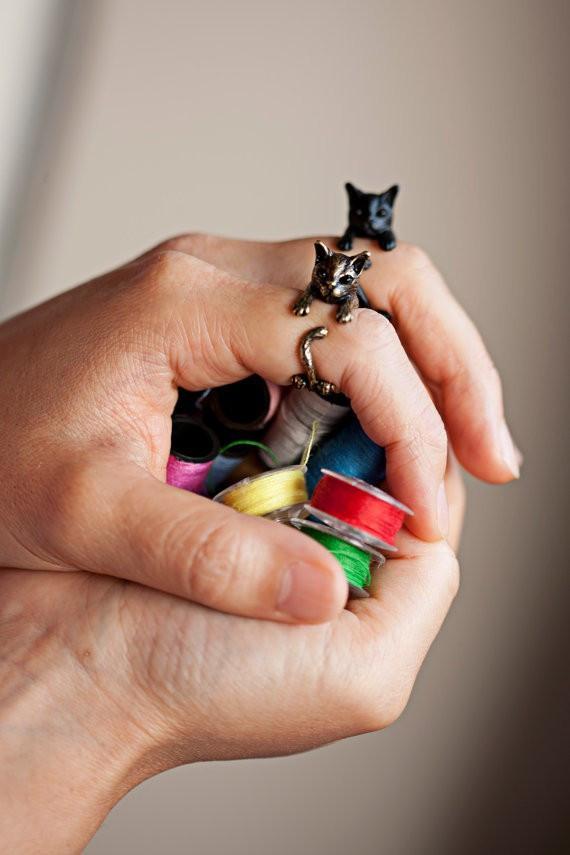 Vintage Handmade Cat Rings