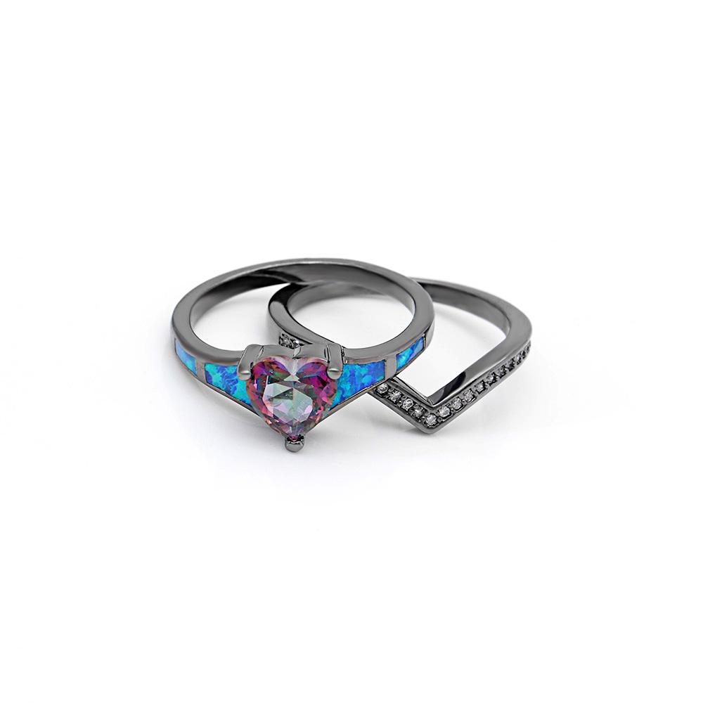 Two Piece Fire Opal Ring Stack
