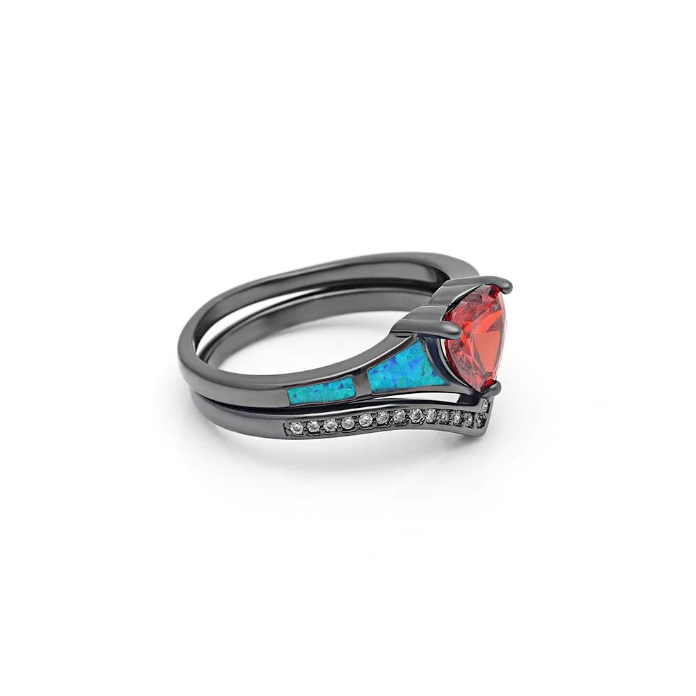 Two Piece Fire Opal Ring Stack
