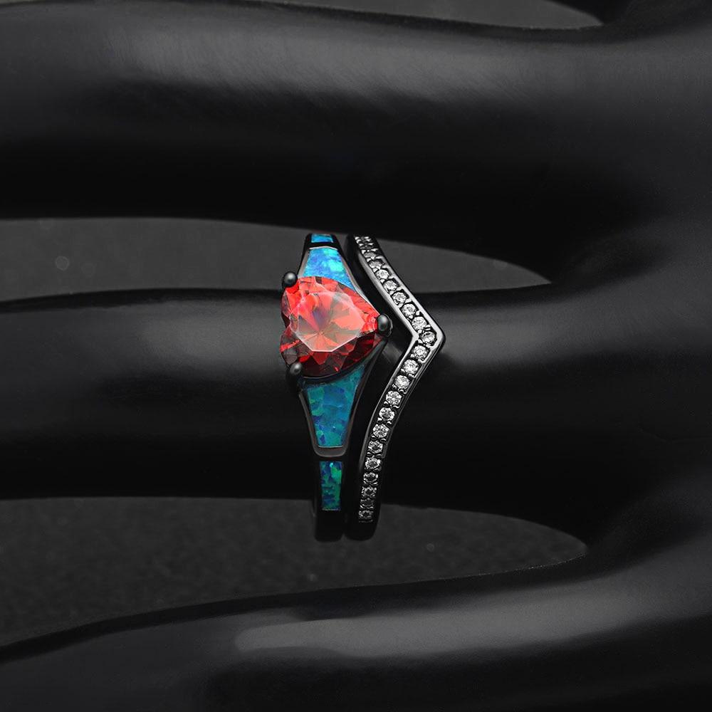 Two Piece Fire Opal Ring Stack
