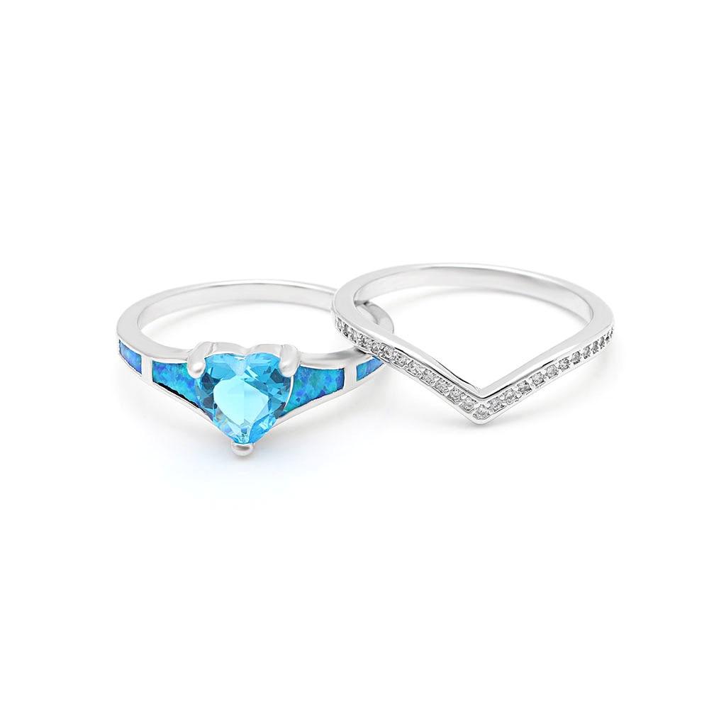 Two Piece Fire Opal Ring Stack