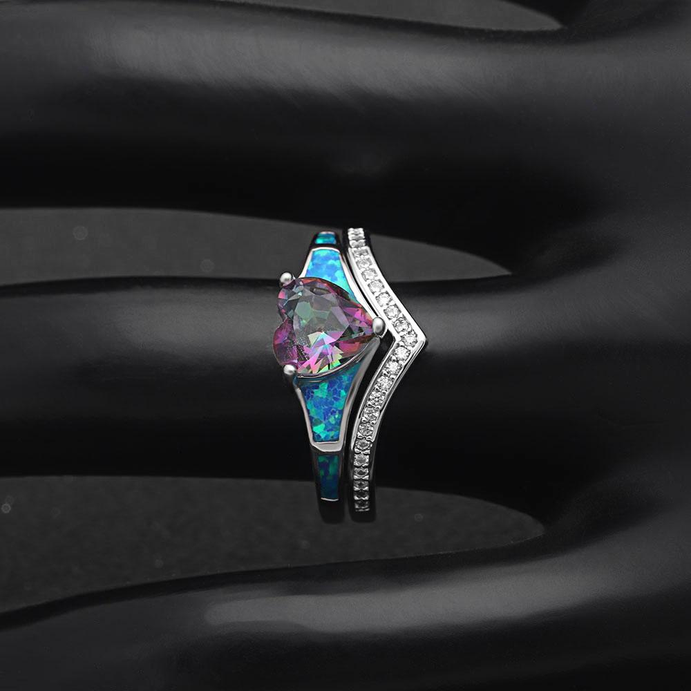 Two Piece Fire Opal Ring Stack