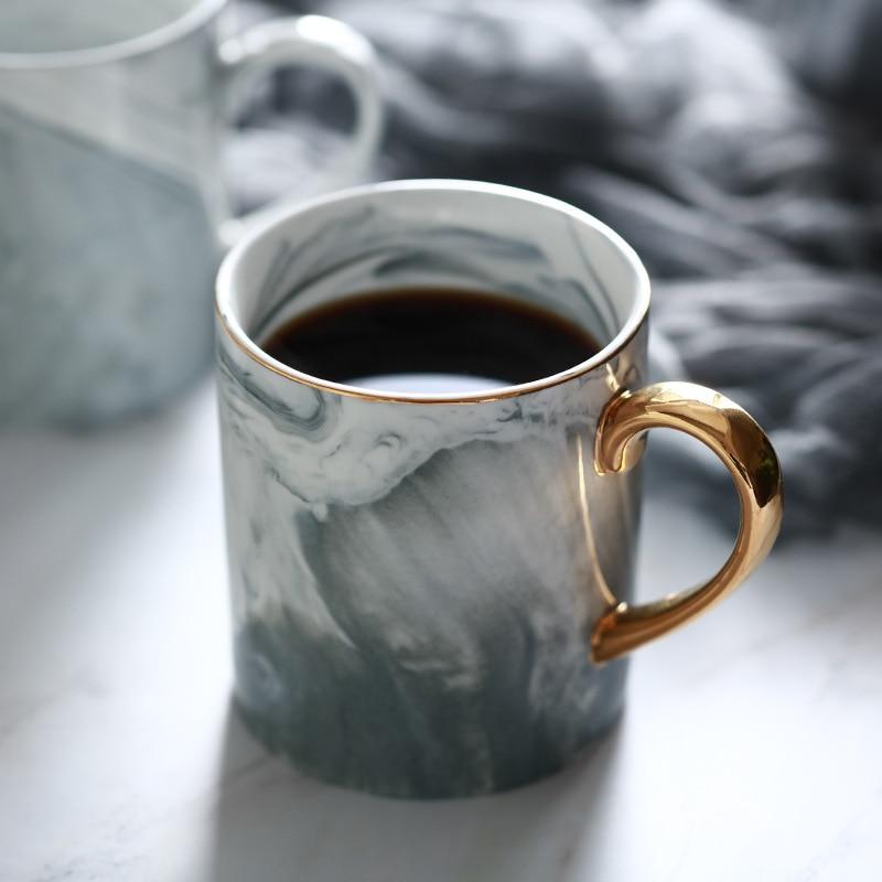 Gold-Rimmed Marble Coffee Mug PeekWise