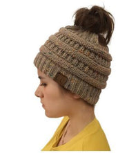 Thumbnail for Chunky Knit Beanie Hat pony tail pocket PeekWise