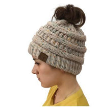Thumbnail for Chunky Knit Beanie Hat pony tail pocket PeekWise