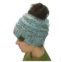 Thumbnail for Chunky Knit Beanie Hat pony tail pocket PeekWise