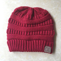 Thumbnail for Chunky Knit Beanie Hat pony tail pocket PeekWise
