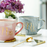 Thumbnail for Marble Porcelain Mr & Mrs Coffee Mugs