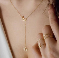 Thumbnail for Moon & Star Hanging Drop Necklace