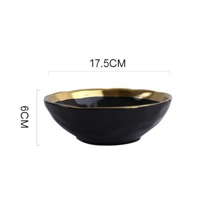 Ceramic Salad Bowl Gold PeekWise