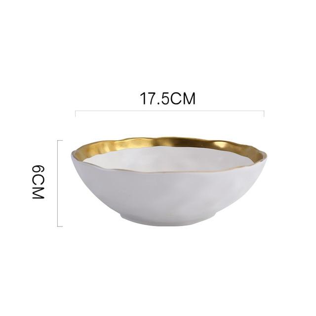 Ceramic Salad Bowl Gold PeekWise