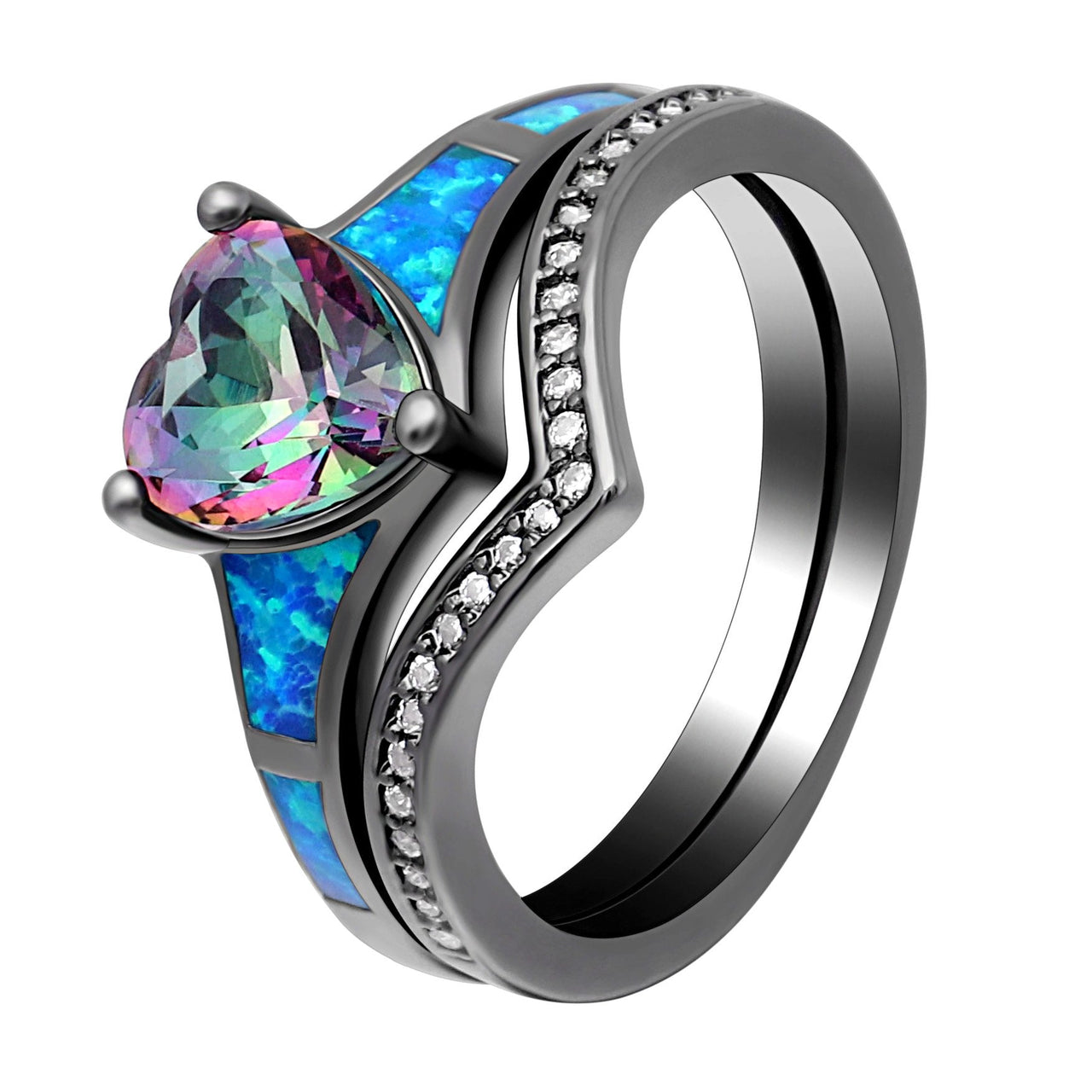 Two Piece Fire Opal Ring Stack