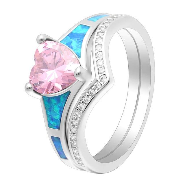 Two Piece Fire Opal Ring Stack