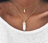 Thumbnail for Multi Layered Moon & Crystal Drop Pendant Necklace