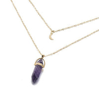 Thumbnail for Multi Layered Moon & Crystal Drop Pendant Necklace