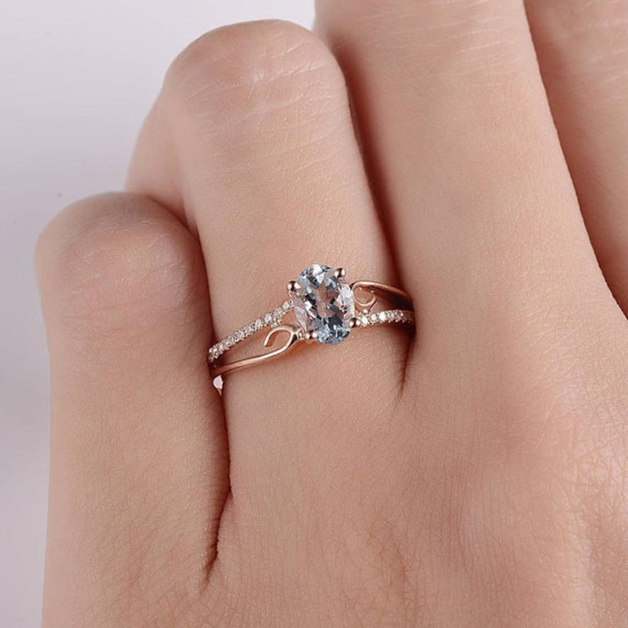 Oval Cut Rose Gold Double to Single Band Ring