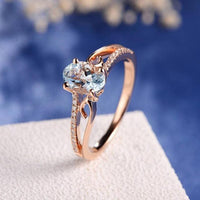 Thumbnail for Oval Cut Rose Gold Double to Single Band Ring
