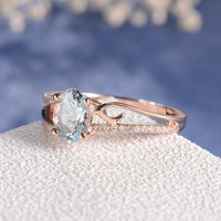 Thumbnail for Oval Cut Rose Gold Double to Single Band Ring
