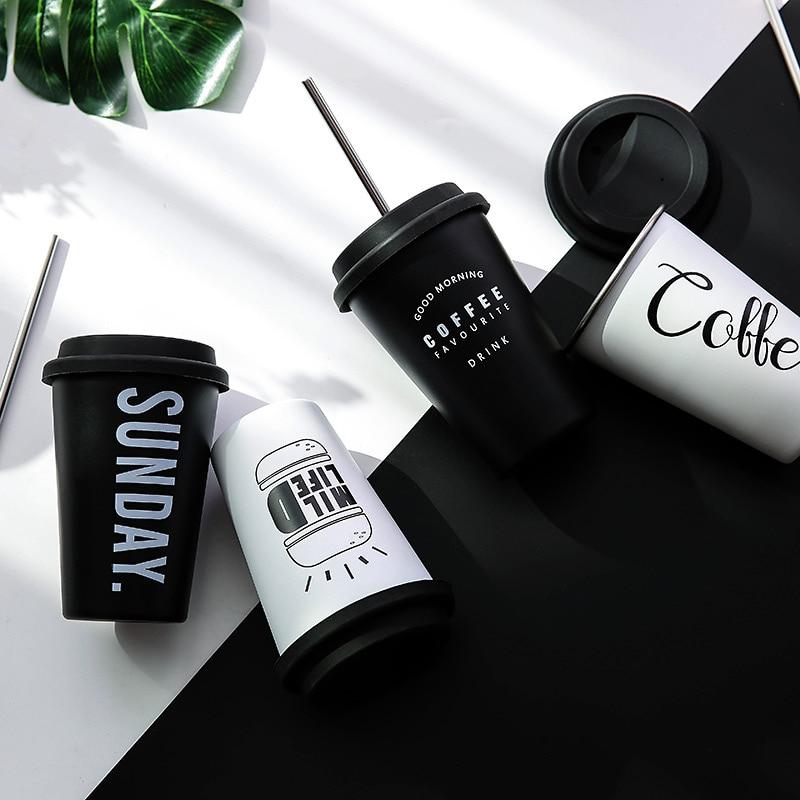 Travel Mug with Lid & Reusable Straw